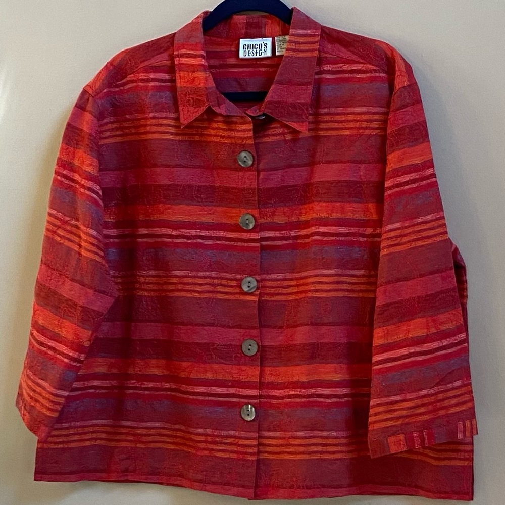CHICOS DESIGN/LADIES CHICOS DESIGN BLAZER/TOP/ORANGE /SIZE 3 /EUC.